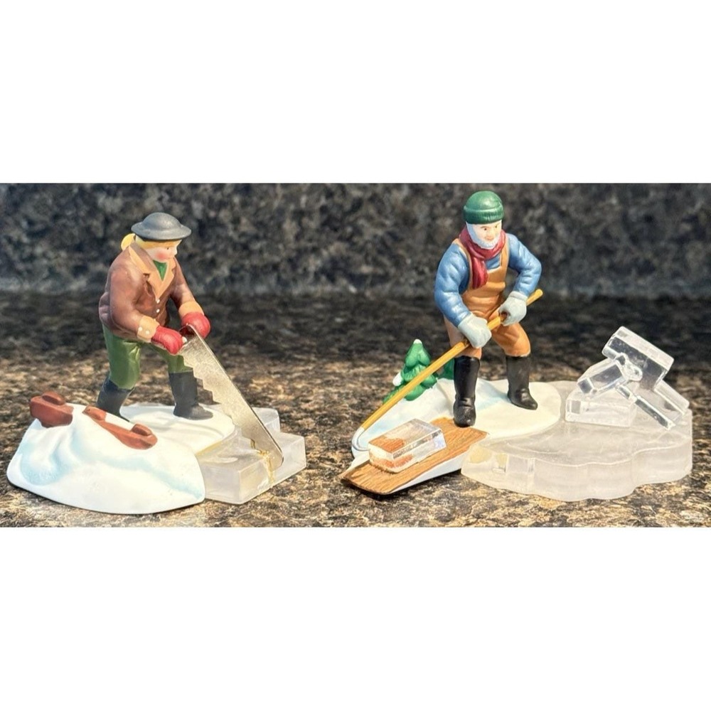 Vtg Department 56 New England Village Blue Star Ice Harvesters Xmas Dept 56502